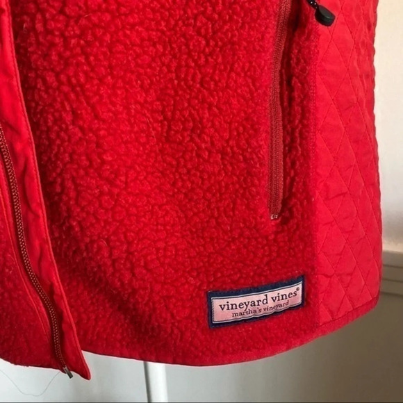 Vineyard Vines • Red Sherpa Quilted Side Vest - Picture 3 of 6